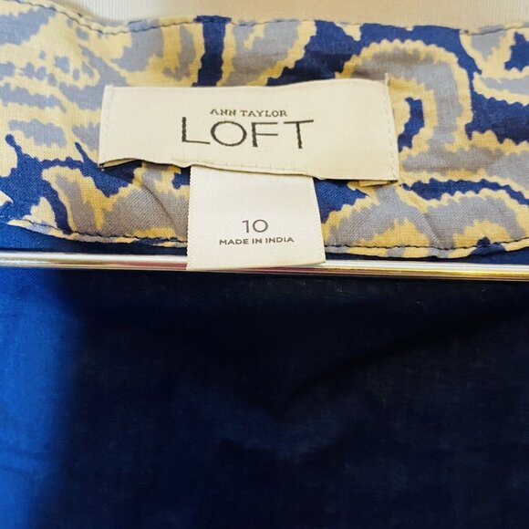 Ann Taylor Loft Blue Cotton Sequins Embellished Dress 10 Sleeveless - Picture 5 of 5